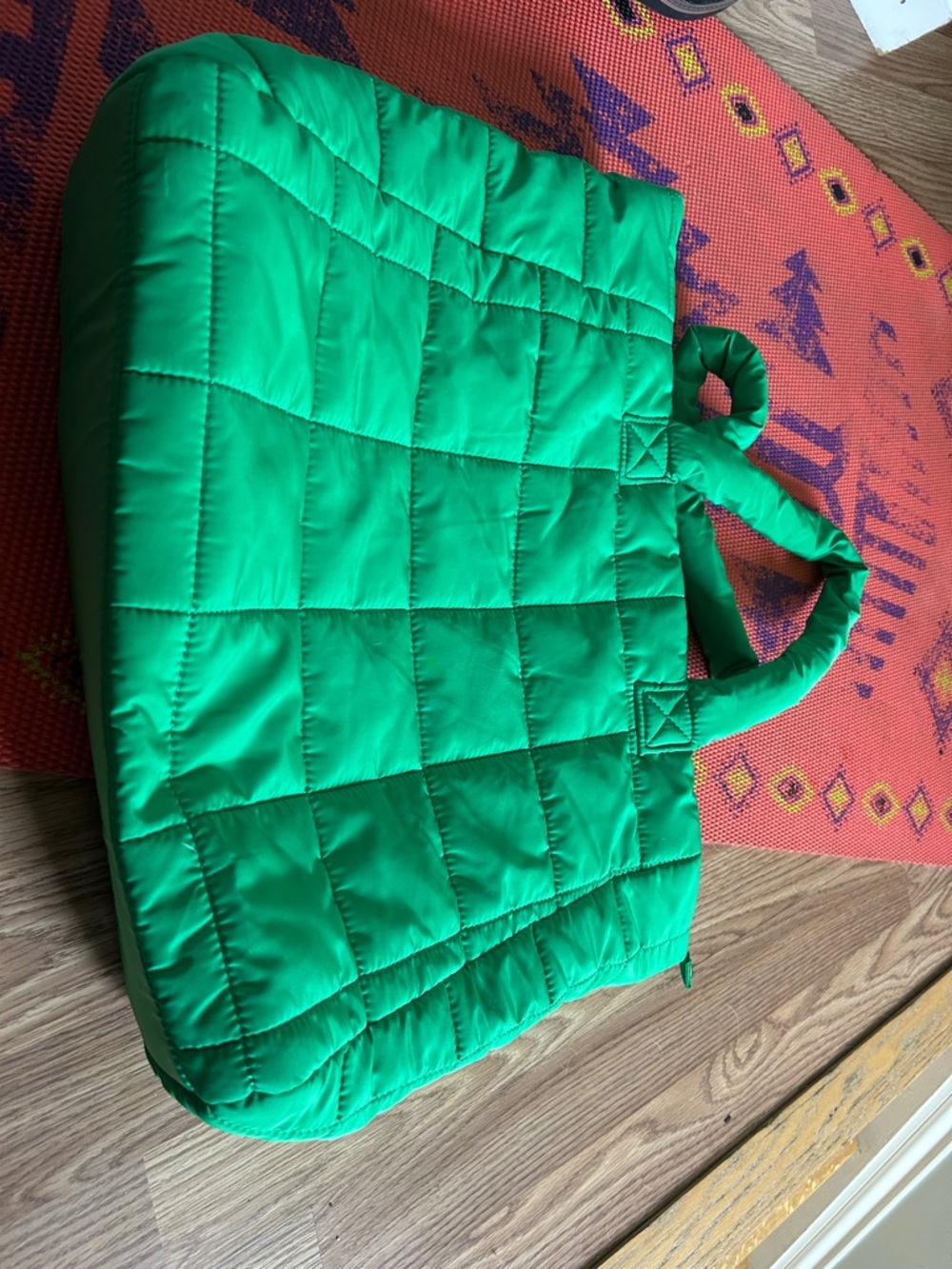 GAP Quilted Bright Green Puffer Tote